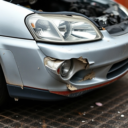 damaged car bumper