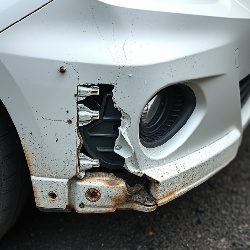 damaged car bumper