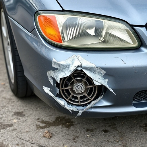 damaged car bumper