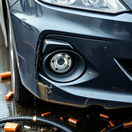 damaged car bumper