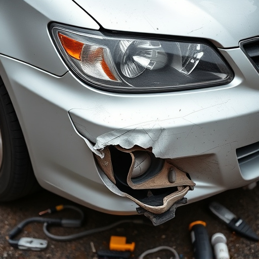 damaged car bumper