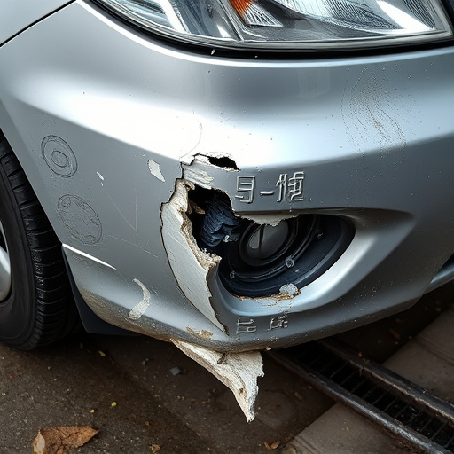 damaged car bumper
