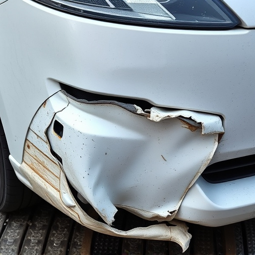 damaged car bumper