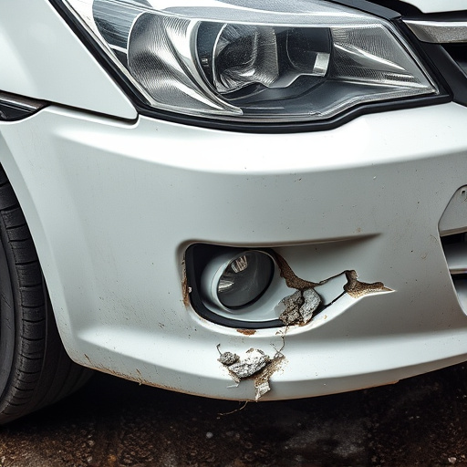damaged car bumper