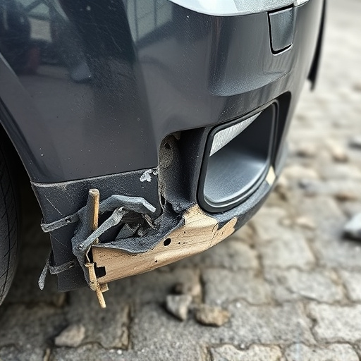 damaged car bumper