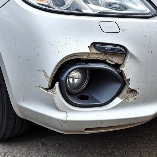 damaged car bumper