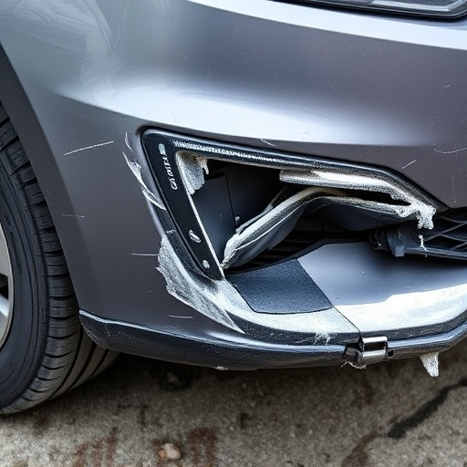 damaged car bumper