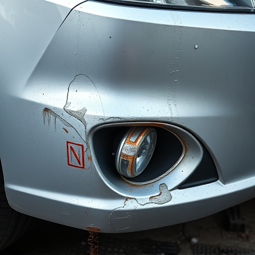 damaged car bumper