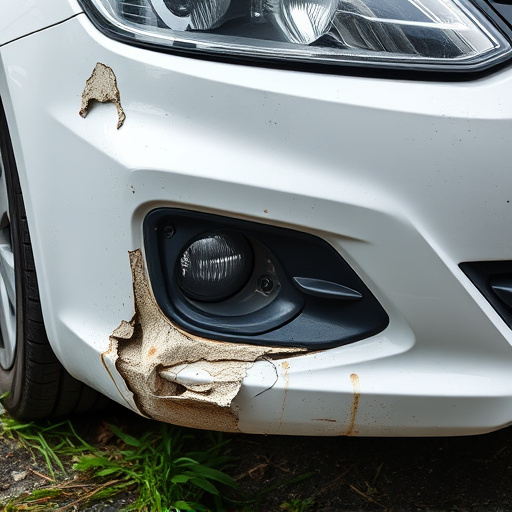 damaged car bumper