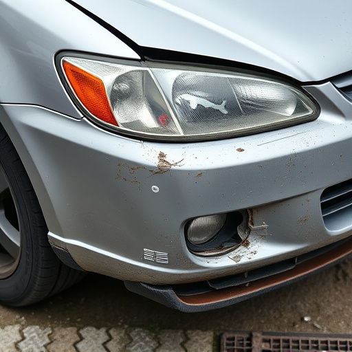 damaged car bumper