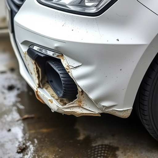 damaged car bumper