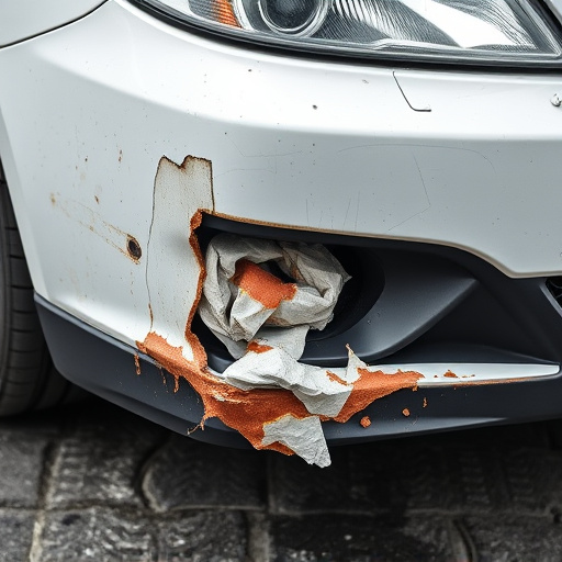 damaged car bumper