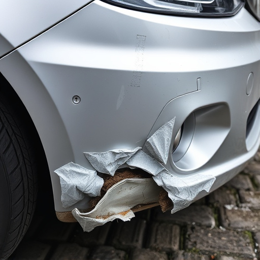 damaged car bumper
