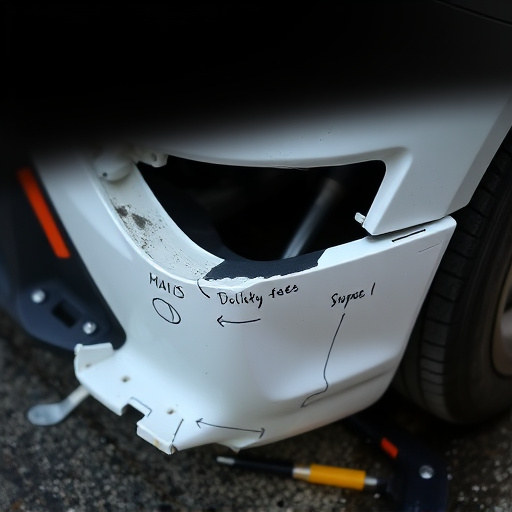 damaged car bumper