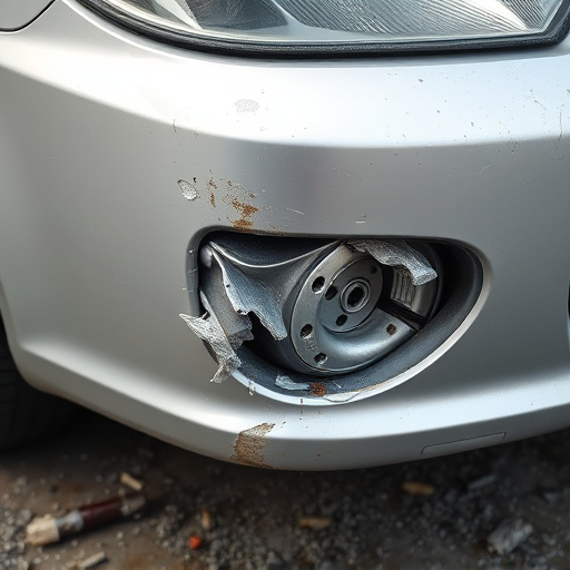 damaged car bumper