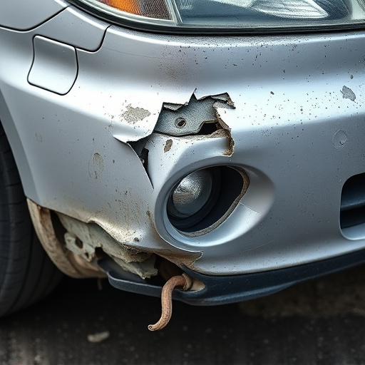 damaged car bumper