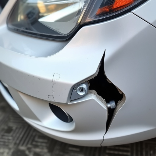 damaged car bumper