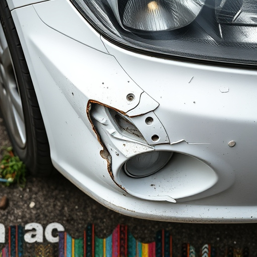 damaged car bumper