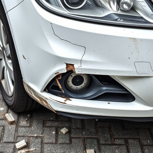 damaged car bumper