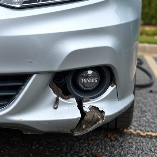 damaged car bumper