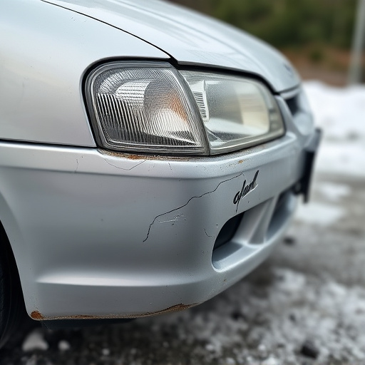 damaged car bumper