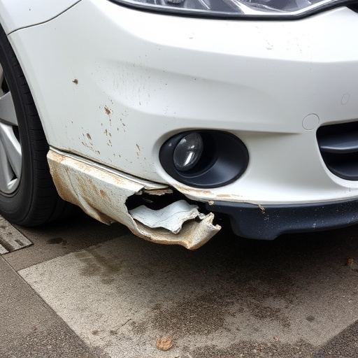 damaged car bumper