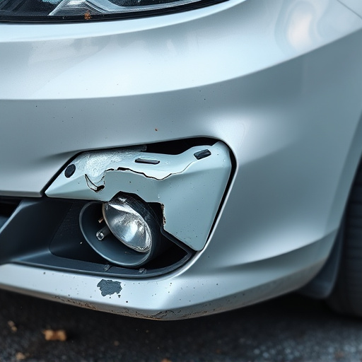 damaged car bumper
