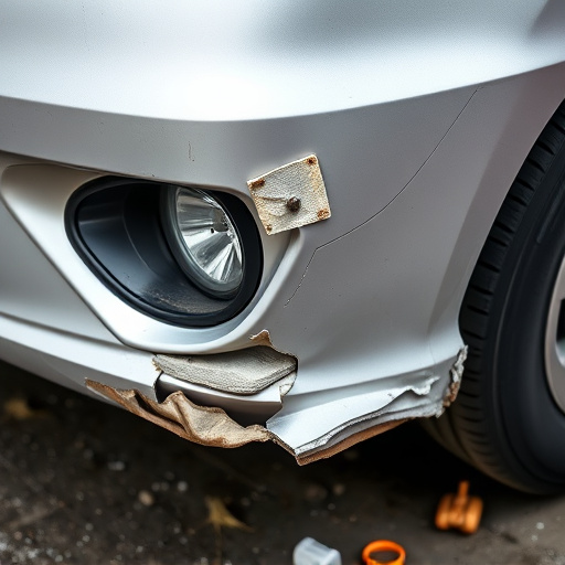 damaged car bumper
