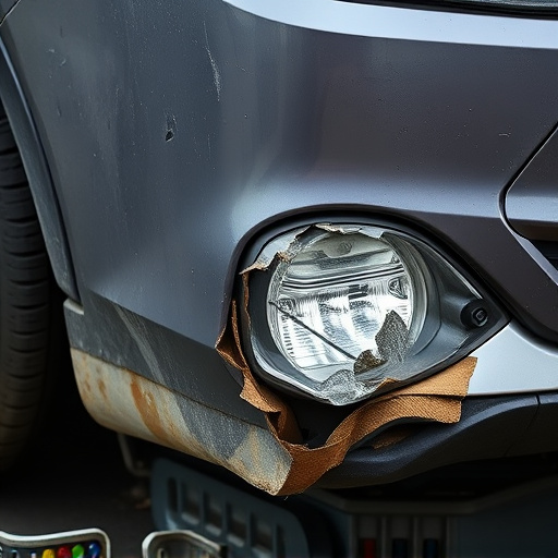 damaged car bumper