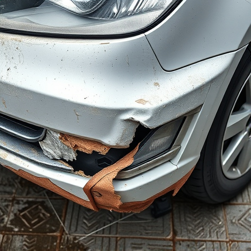 damaged car bumper