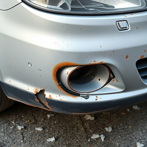 damaged car bumper