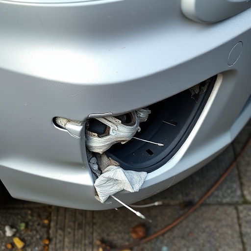 damaged car bumper