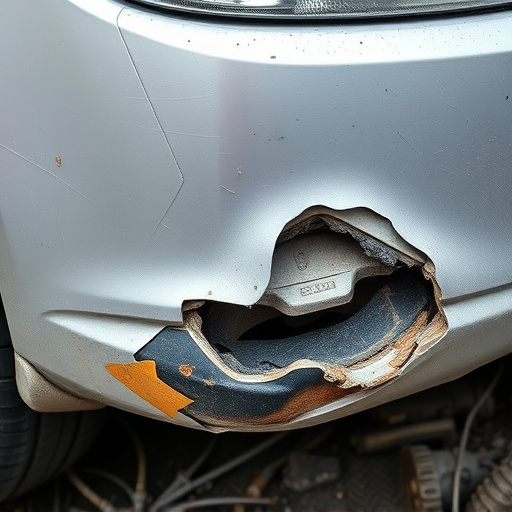 damaged car bumper