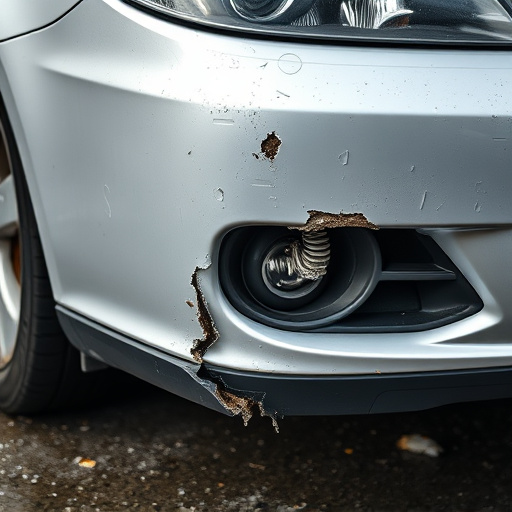 damaged car bumper