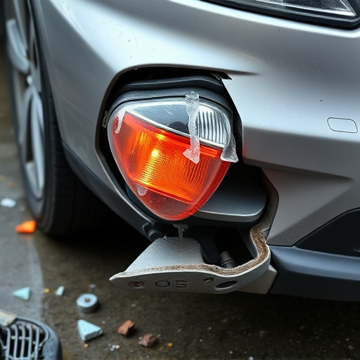damaged car bumper