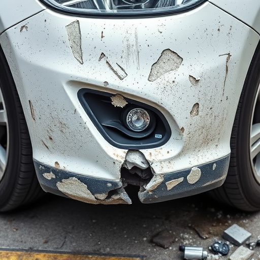 damaged car bumper
