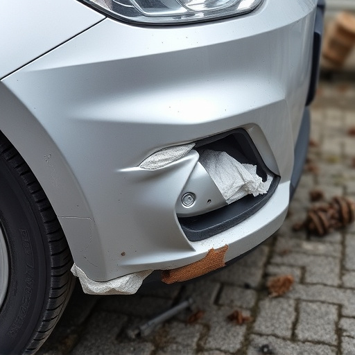 damaged car bumper