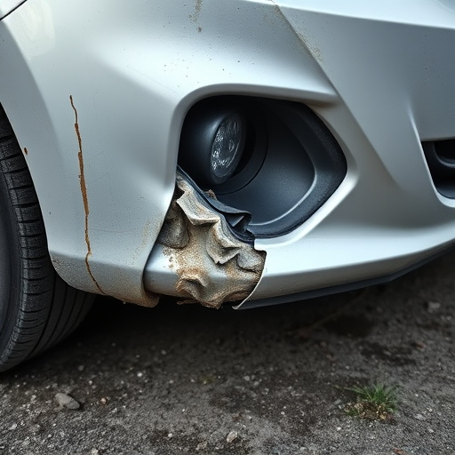 damaged car bumper