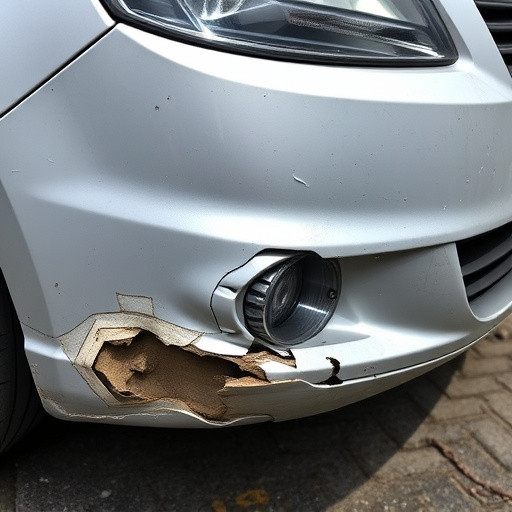 damaged car bumper