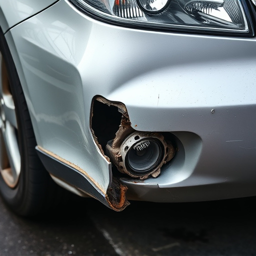 damaged car bumper