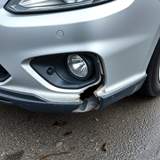 damaged car bumper