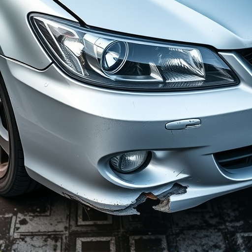 damaged car bumper