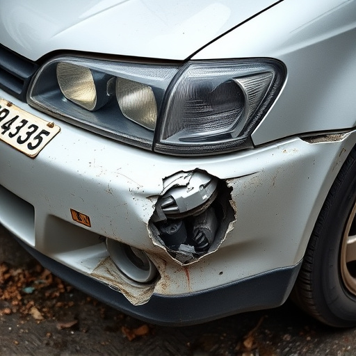damaged car bumper