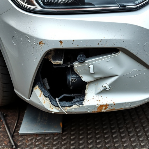 damaged car bumper