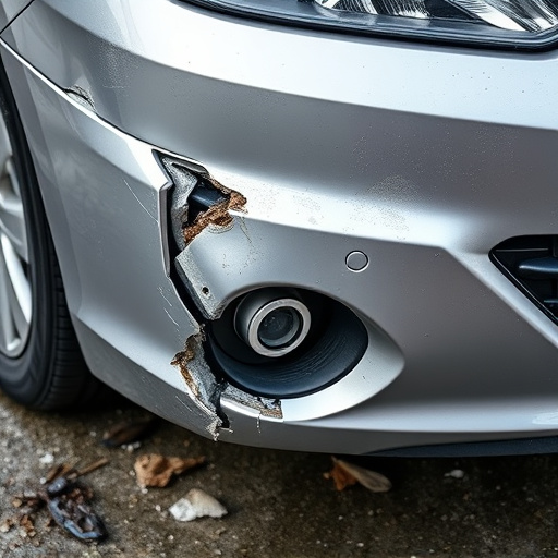 damaged car bumper