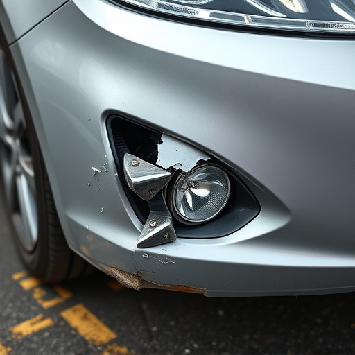 damaged car bumper
