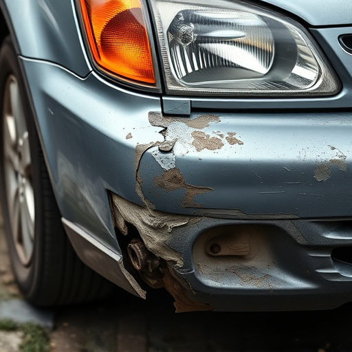 damaged car bumper
