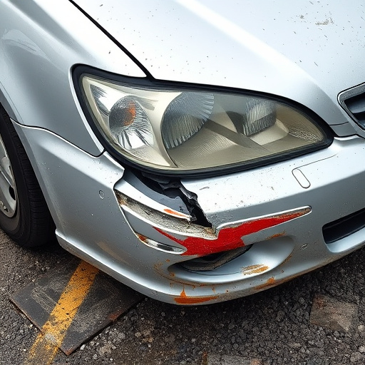 damaged car bumper