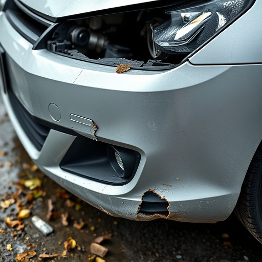 damaged car bumper