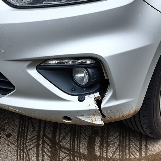 damaged car bumper
